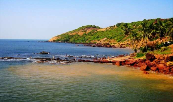 Anjuna Beach– One of the famous beaches in Goa for its unique rock formations